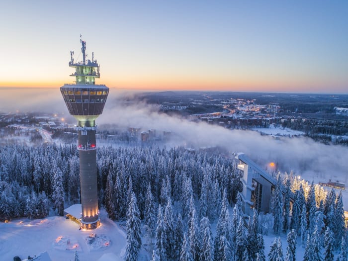 Puijo Tower at winter in Kuopio